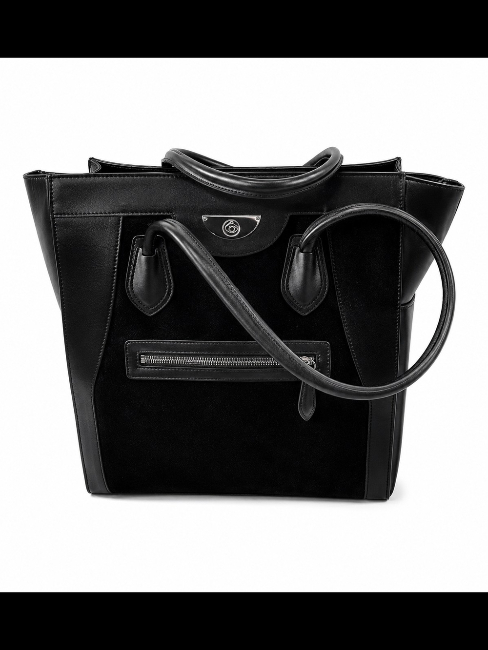 6 Pack Fitness Victoria Elite Leather & Suede Meal Management Tote Black Insulat
